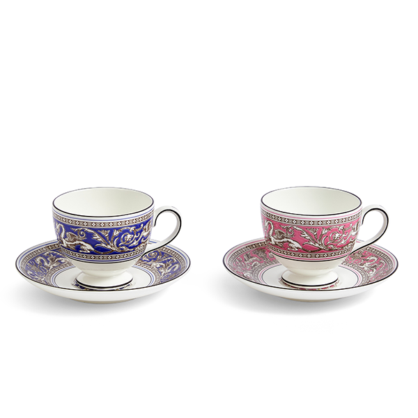 フロレンティーン マリン&フューシャ ティーカップ&ソーサー ペア