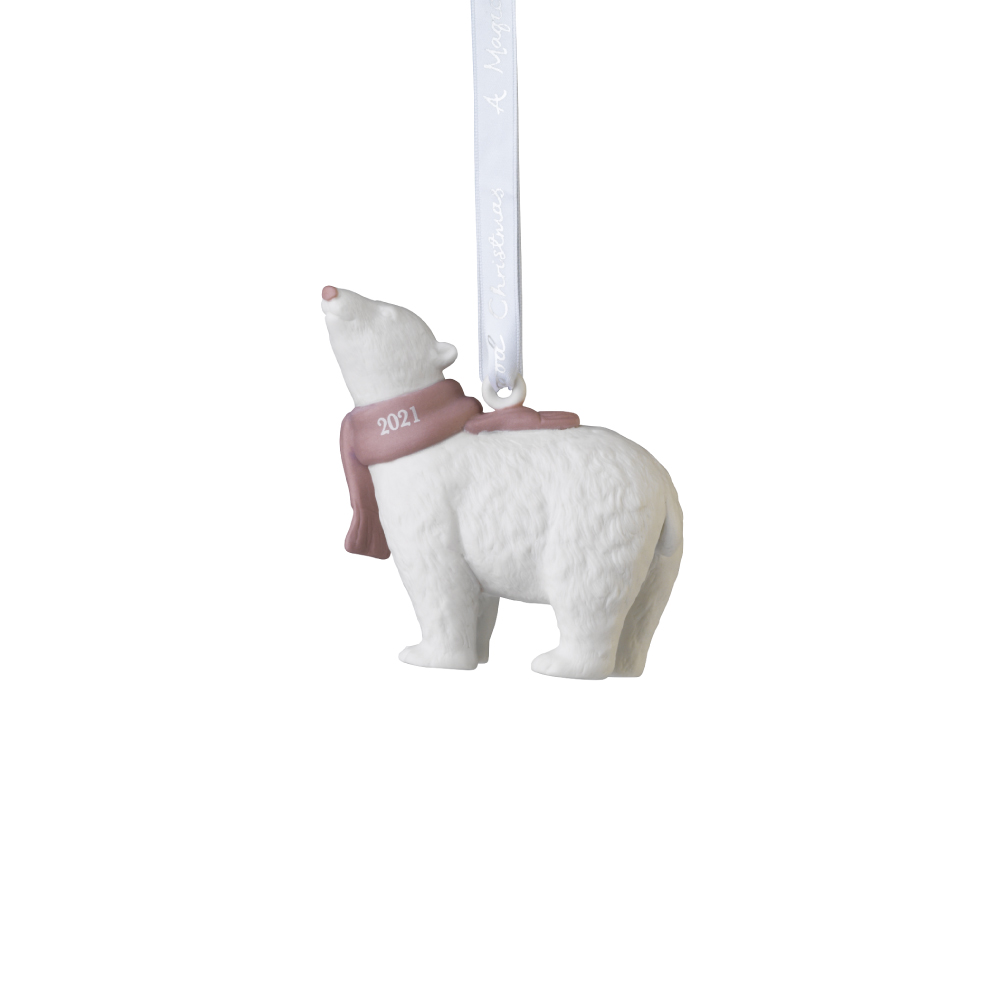 ホリディ オーナメント ベア ピンク 2021年号入り