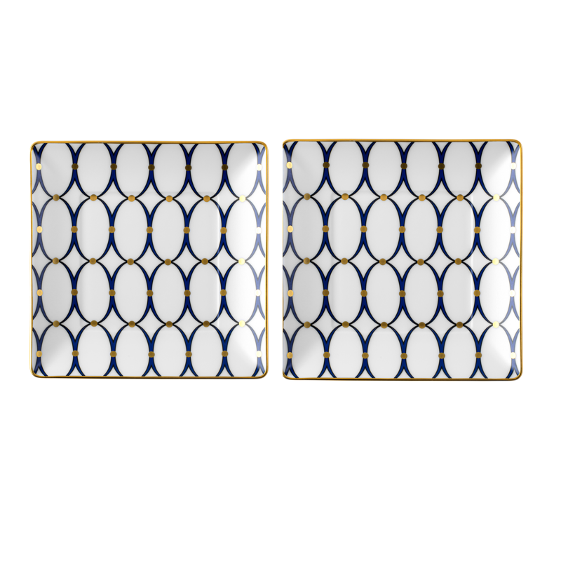 ルネッサンス ゴールド スクエアトレイ ペア 14.5cm